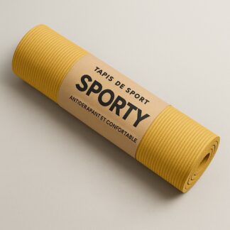 Tapis de sport jaune SPORTY enroulé, antidérapant et confortable