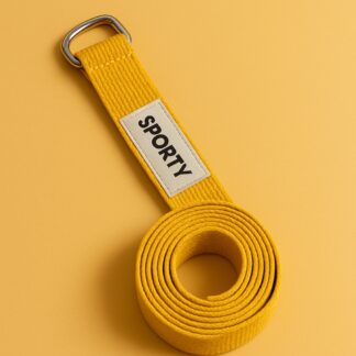 Sangle de yoga jaune SPORTY en coton avec boucle métallique