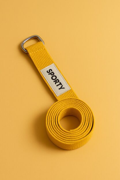 Sangle de yoga jaune SPORTY en coton avec boucle métallique